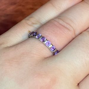 Vintage sterling silver and genuine amethyst eternity band, size 7